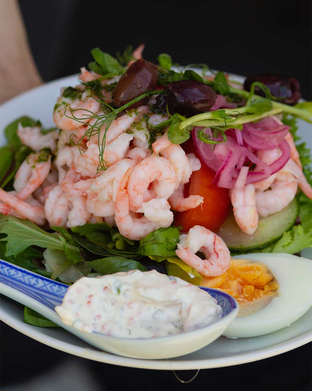 En sallad med räkor